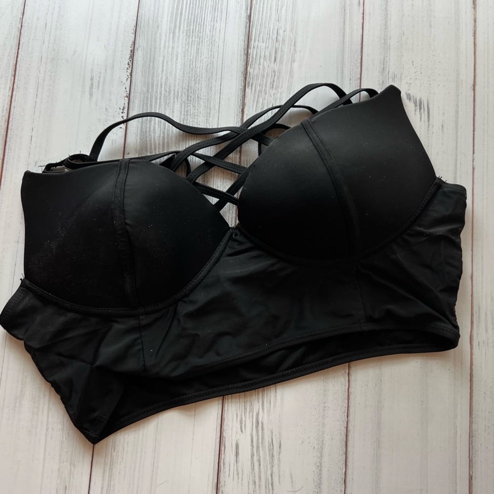 Strappy longline lined cup swim top XL